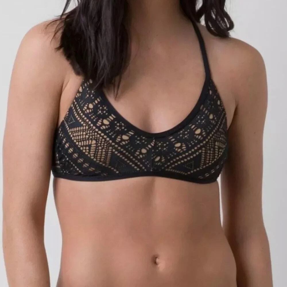 Becca La Boheme Lace Back Crochet Bikini Top NWT Sz. LARGE